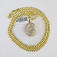 10k Miami Cuban Chain Diamond G Initial Charm Set 4mm 18"-28" Necklace Gold