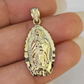 Real 10K Virgin Mary Pendent Charm 10kt Yellow Gold 1" Oval Holy Mother