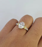 Real 10k Yellow Gold Ladies Engagement Ring With Solitaire CZ For Women