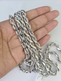 10K Rope Chain Real Solid White Gold Necklace 5mm Length 20" 22" 24" 26" 28" 30"