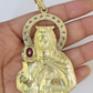 Real 10K Gold Saint Barbara Charm Shiny Cut 10kt yellow Gold Pendent 3"