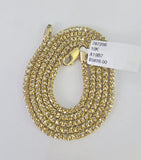 Real 10k Franco Chain Solid Gold 2.5mm 22" Necklace lobster lock Diamond Cut