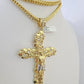 10K Franco Chain Jesus Cross Pendant Charm Necklace 20"-26" 5mm Gold Yellow SET