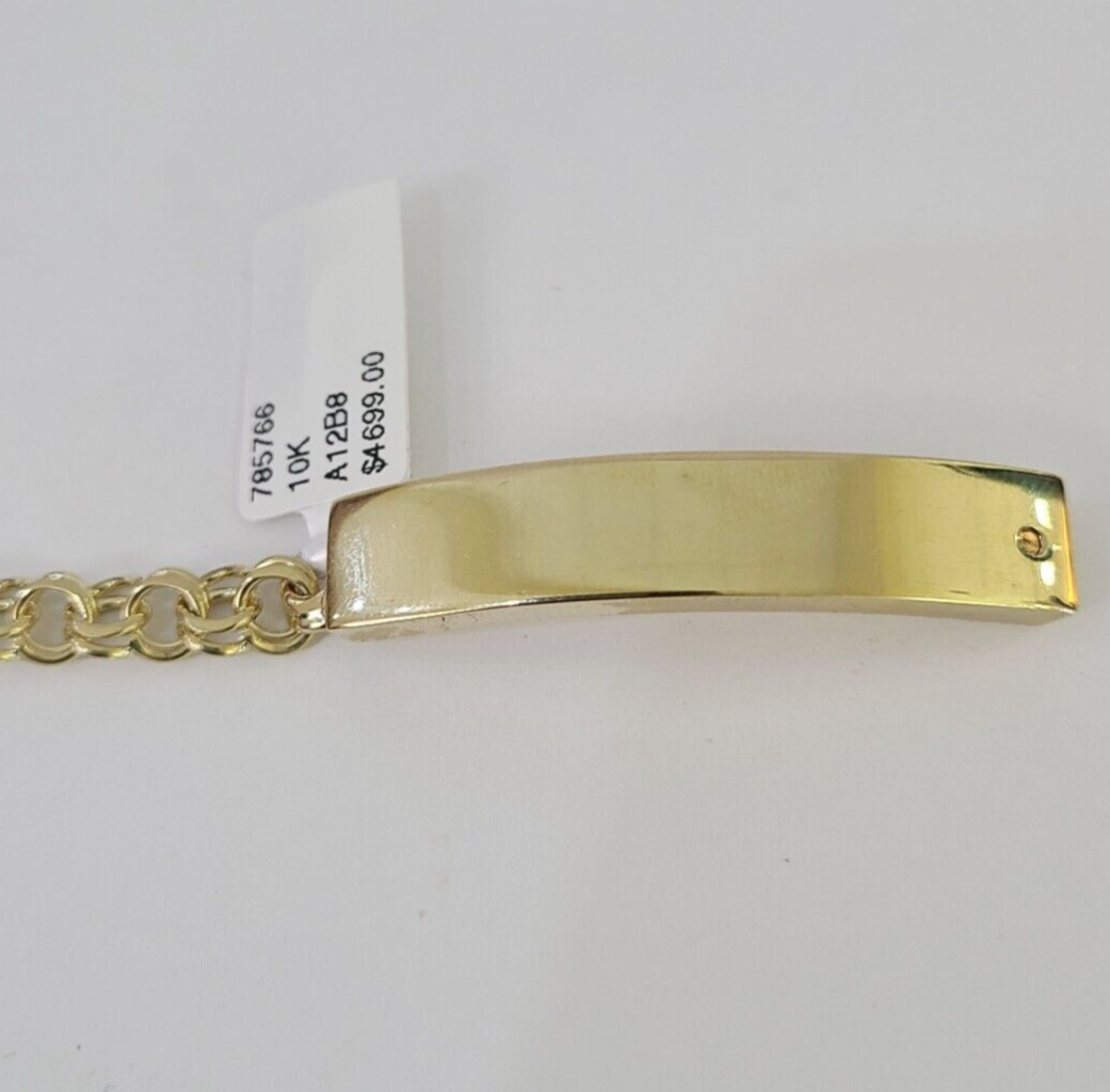 10k Chino ID Bracelet Yellow Gold Box Lock Real 10kt 6.25"