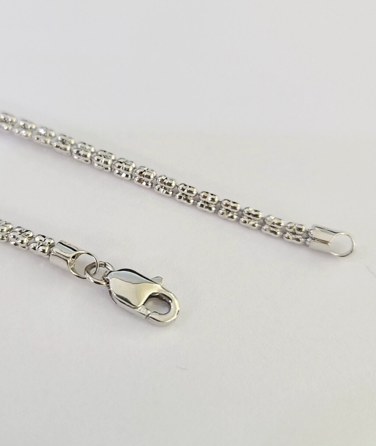 10k White Gold Iced Chain 2.5mm Diamond Cut Necklace 18" 20" 22" 10Kt