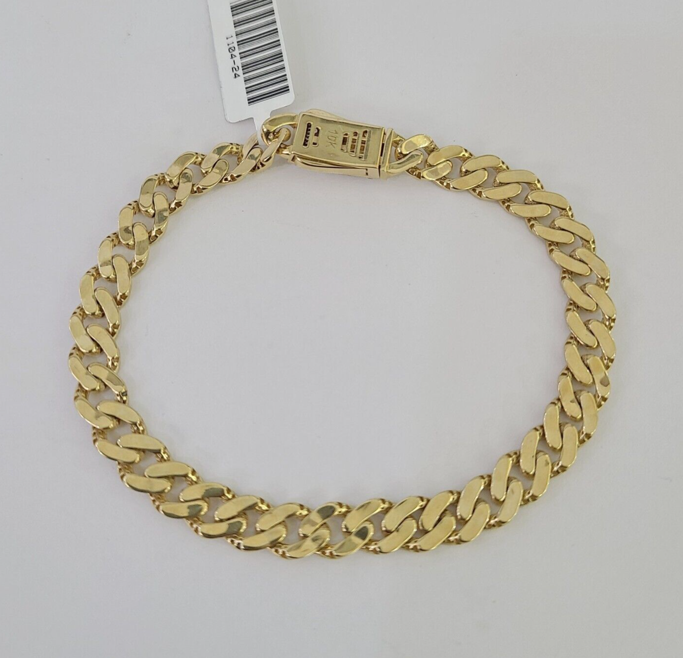 Real 10K Royal Monaco Bracelet Yellow Gold 7" Box Clasp 7mm Genuine Unisex