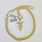 10k Solid Rope Chain 3mm Jesus Full Body Pendant Charm Necklace SET 18-28 in