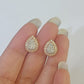 Real 10k Rose Gold Earrings Pear Shaped Diamond Screw-Back Women Men Studs