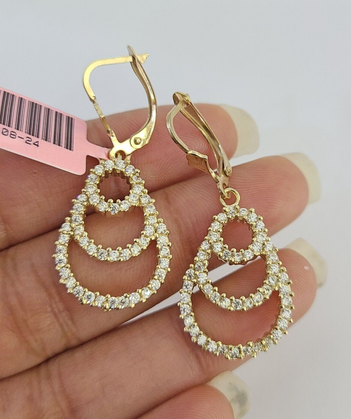 14k Chandelier Dangle Earrings Yellow Gold Push Back Real Women Genuine 14Kt