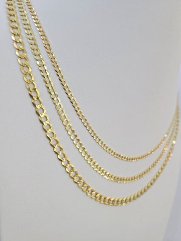 10k Gold Cuban Curb Necklace Chain 3mm 4mm 5mm 18-28 Inches 10kt Yellow Real