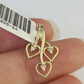 10K Real Hearts Charm Pendant Gold 10kt Genuine Yellow