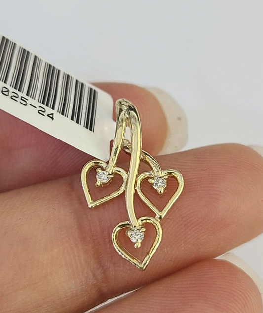 10K Real Hearts Charm Pendant Gold 10kt Genuine Yellow