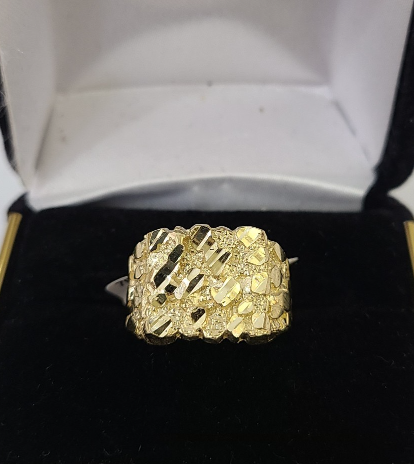 10k Nugget Ring Yellow Gold Women Men Real Genuine