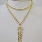 10k Miami Cuban Chain Saint Jude Charm Set 4mm 18"-28" Necklace Yellow Gold