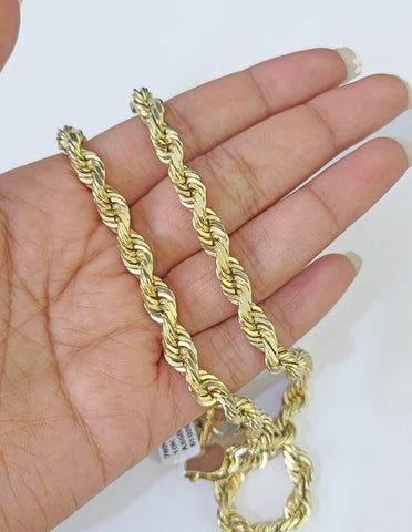 10K Real Solid Yellow Gold Rope Chain Necklace 6mm Length 18" 20" 22" 24" 26"