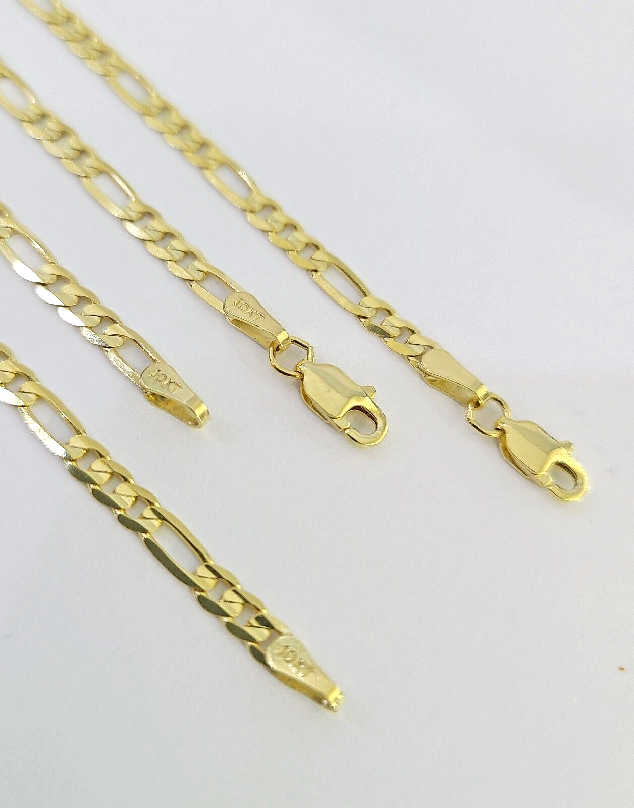 10K Solid Figaro Link Chain Necklace Yellow Gold 3mm 18" 20" 22" 10kt