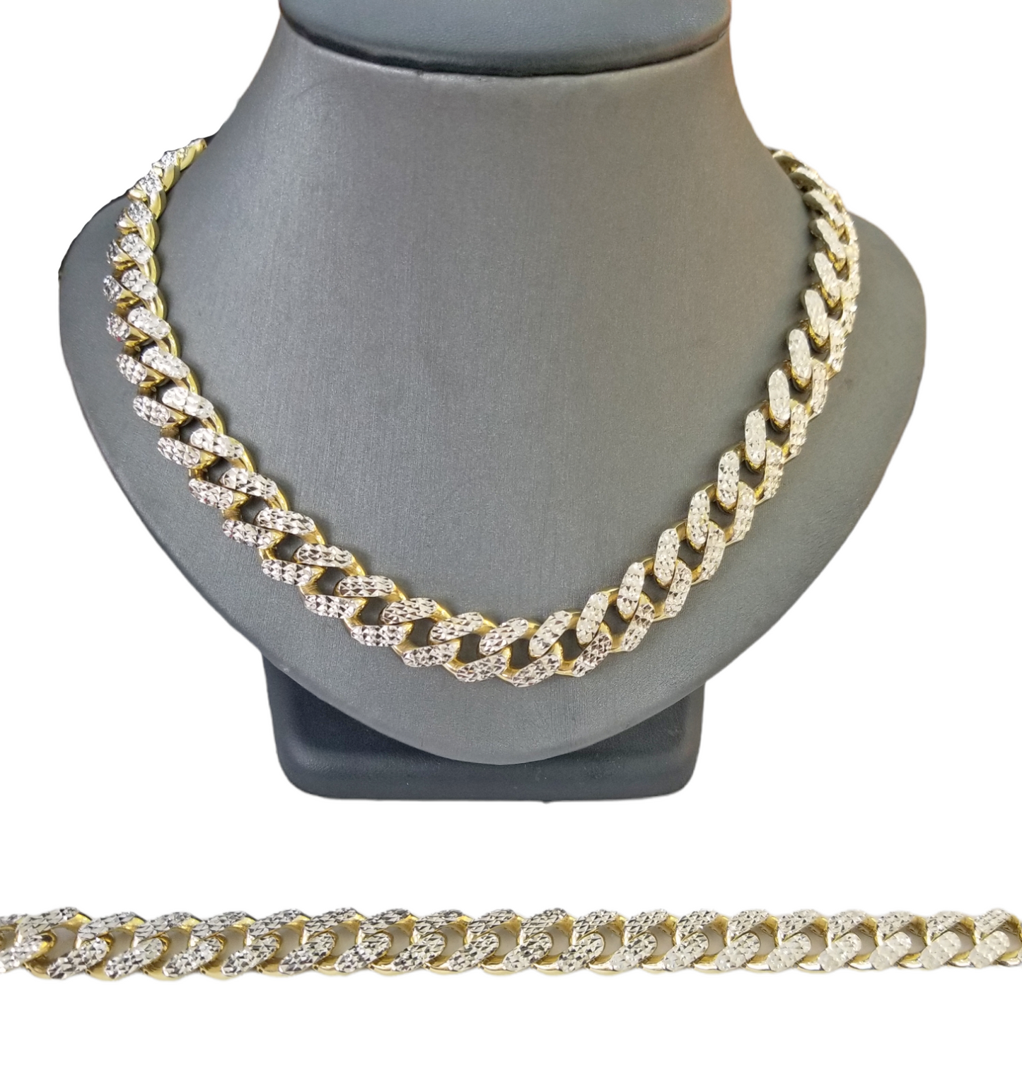 Real 10k Gold 14mm Royal Monaco Chain 23 Inch 9Inch Bracelet Set Diamond Cut