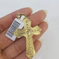 10k Gold Chain Cross Charm Solid Cuban Curb Link 5mm 18"-28" Inch DiamondCut SET