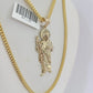 10K Franco Chain Saint Jude Pendant Charm Necklace 20"-26" 2.5mm Yellow Gold