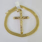 10K Franco Chain Jesus INRI Cross Pendant Charm Necklace 20"-28" 4mm Gold Yellow