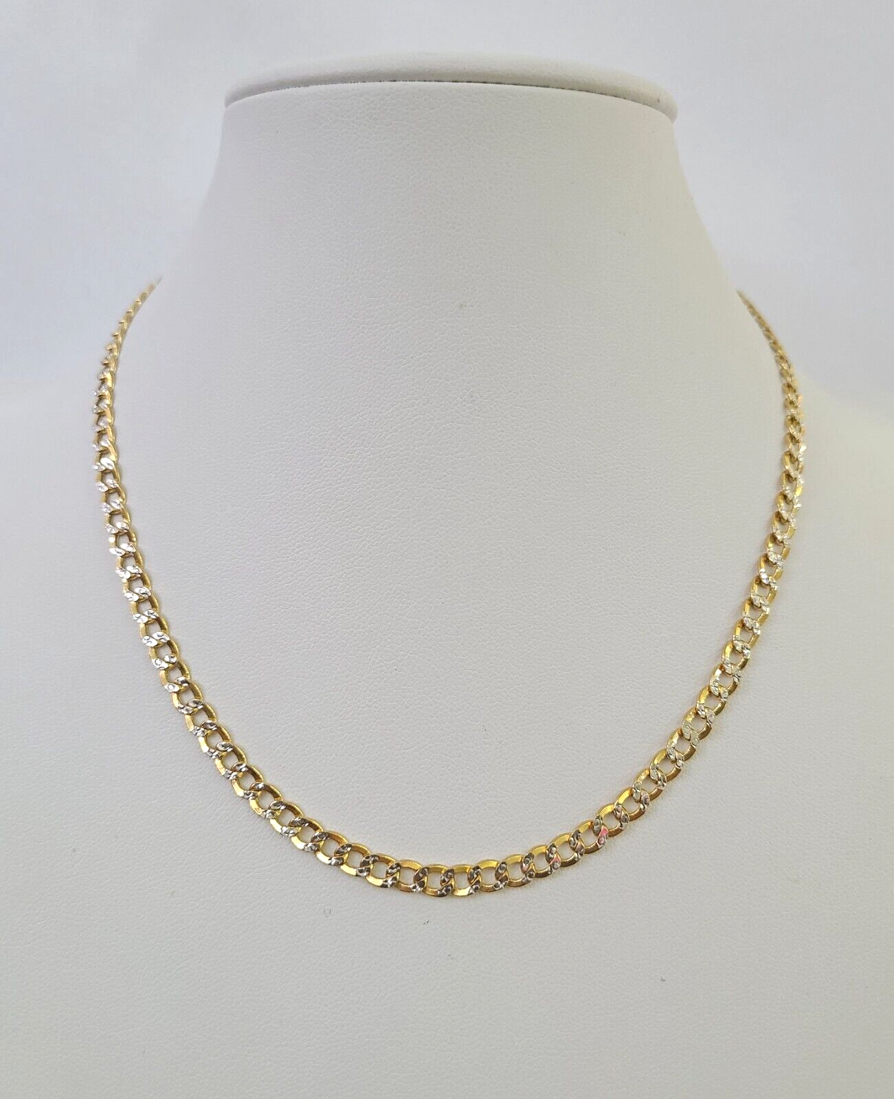 REAL 14k Cuban Curb Link Necklace Chain 4mm 16 inches Diamond Cuts 14kt