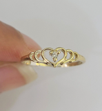 Real 10k Yellow Gold Hearts Ring Wedding Engagement Casual 10Kt Genuine