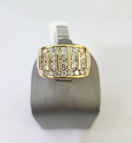 Real 10k Yellow Gold White Diamond Mens Ring Genuine Natural Creation
