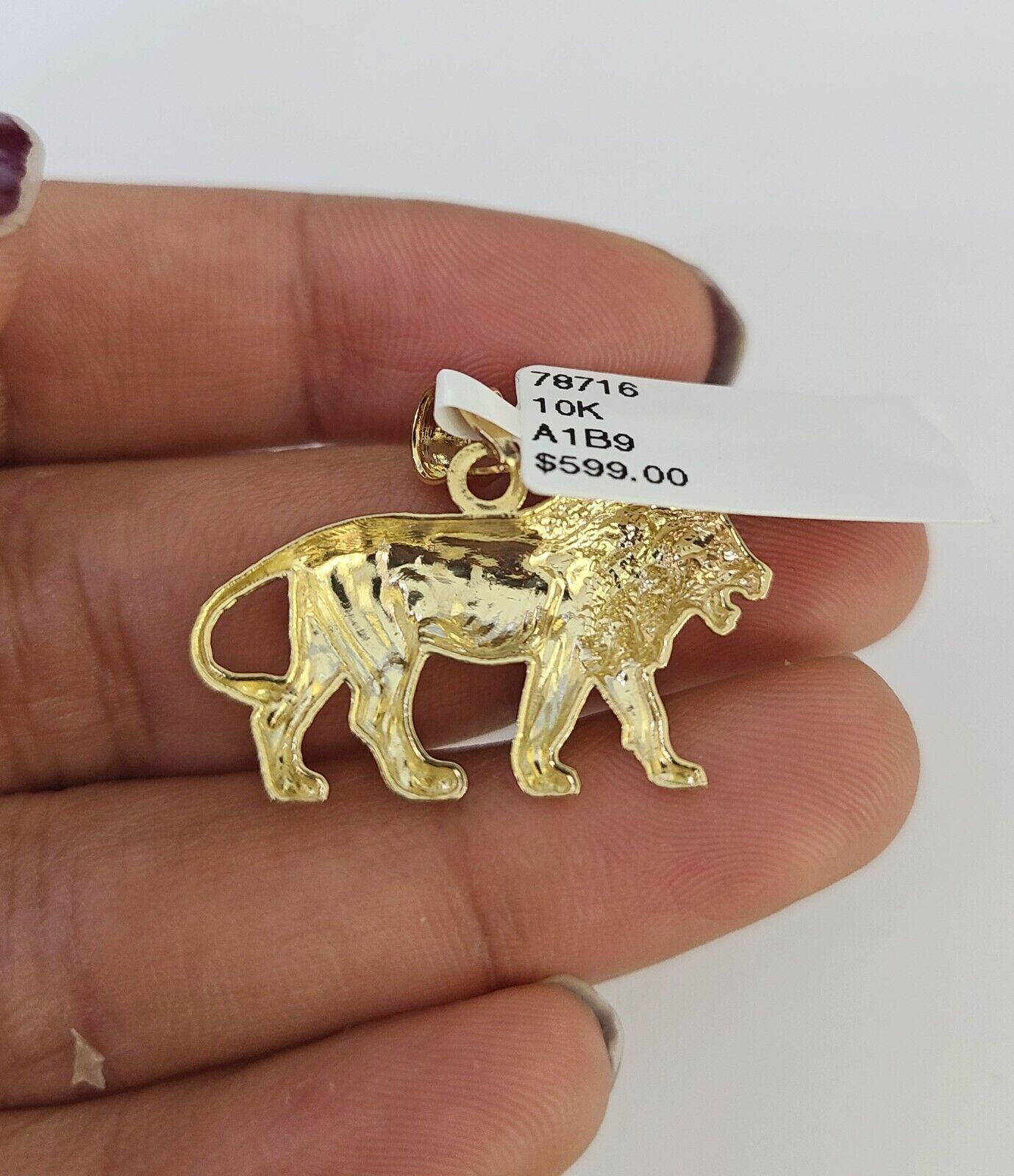 10K Franco Chain Lion Pendant Charm Necklace 16"-24" 2mm Yellow Gold SET