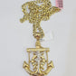 14k Gold Chain Jesus Anchor Charm Solid Cuban Curb 5mm 20"-26" Inch SET Necklace