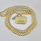 10k Solid Gold Cuban Curb Chain Last Supper Pendant 6mm 20"-30" SET Necklace