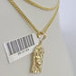 10K Solid Franco Chain Jesus Head Pendant Charm Necklace 18"-24" 1mm Gold