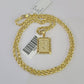 10k Gold Initial Q Charm Rope Chain 16"-26" 2.5mm SET Necklace Alphabet Pendant