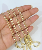 Real 14k Solid Gold Chain Figaro Link Necklace 4mm 18"-28" Men Women 14kt