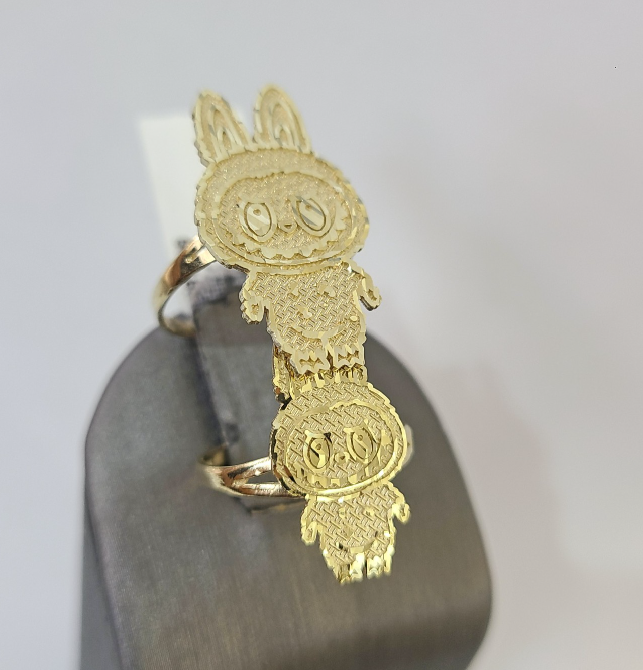 10k Cartoon Monster Ring Yellow Gold Women Men Real Genuine