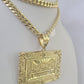 10K Miami Cuban Link Chain Last Supper Pendent Charm 8mm 20"-30" Necklace Gold