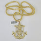 10K Franco Chain Jesus Anchor Pendant Charm Necklace 20"-28" 4mm Yellow Gold SET