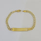 REAL 10K Gold ID Bracelet Kids Baby Diamond Cuts Cuban Curb Link