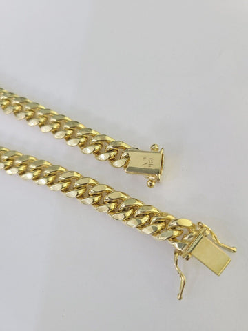 Real 14K Miami Cuban Bracelet Yellow Gold Box Clasp 8.5" Inch 7mm Link