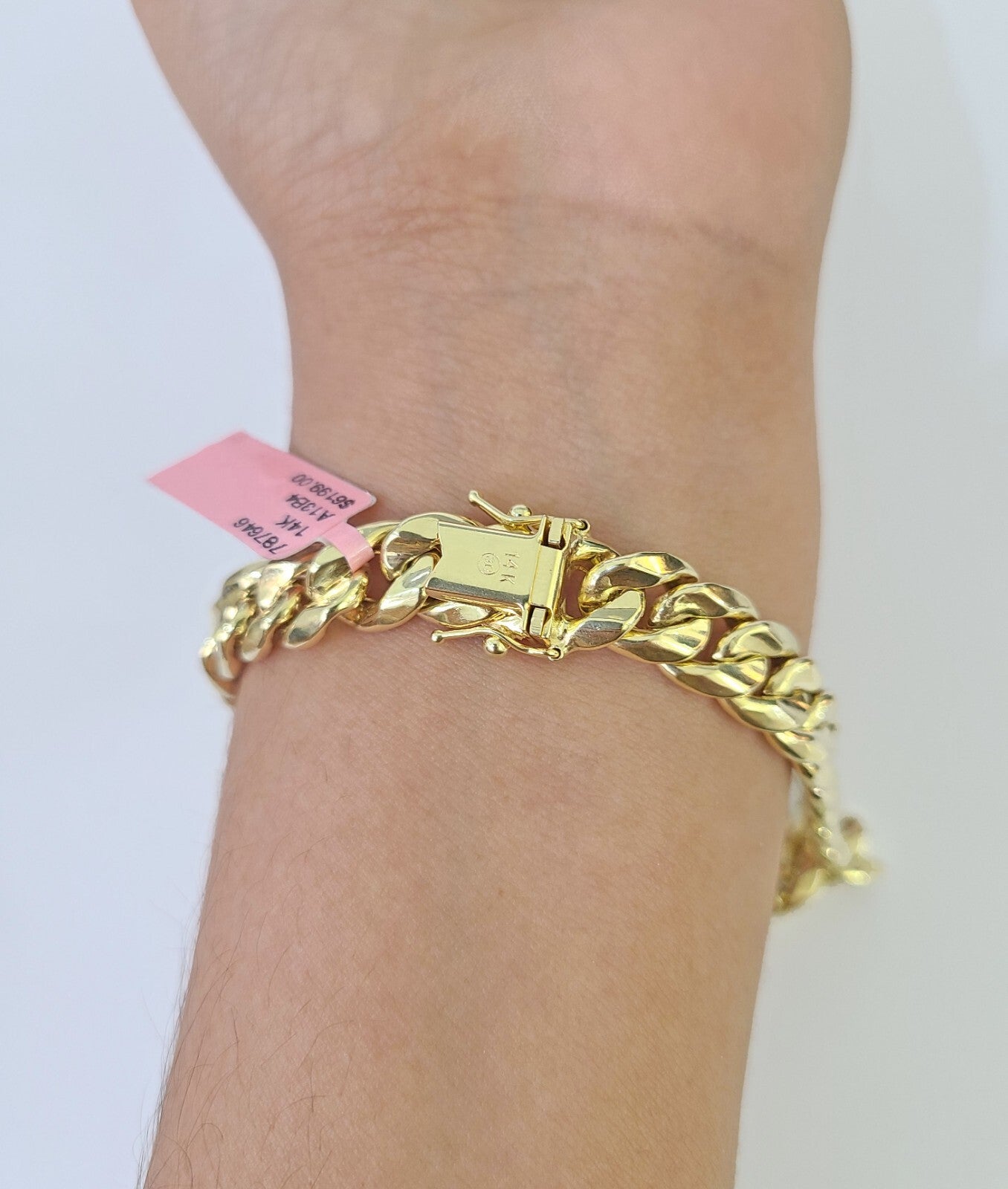 Real 14K Miami Cuban Bracelet Yellow Gold Box Clasp 7.5" Inch 10mm Link Hollow