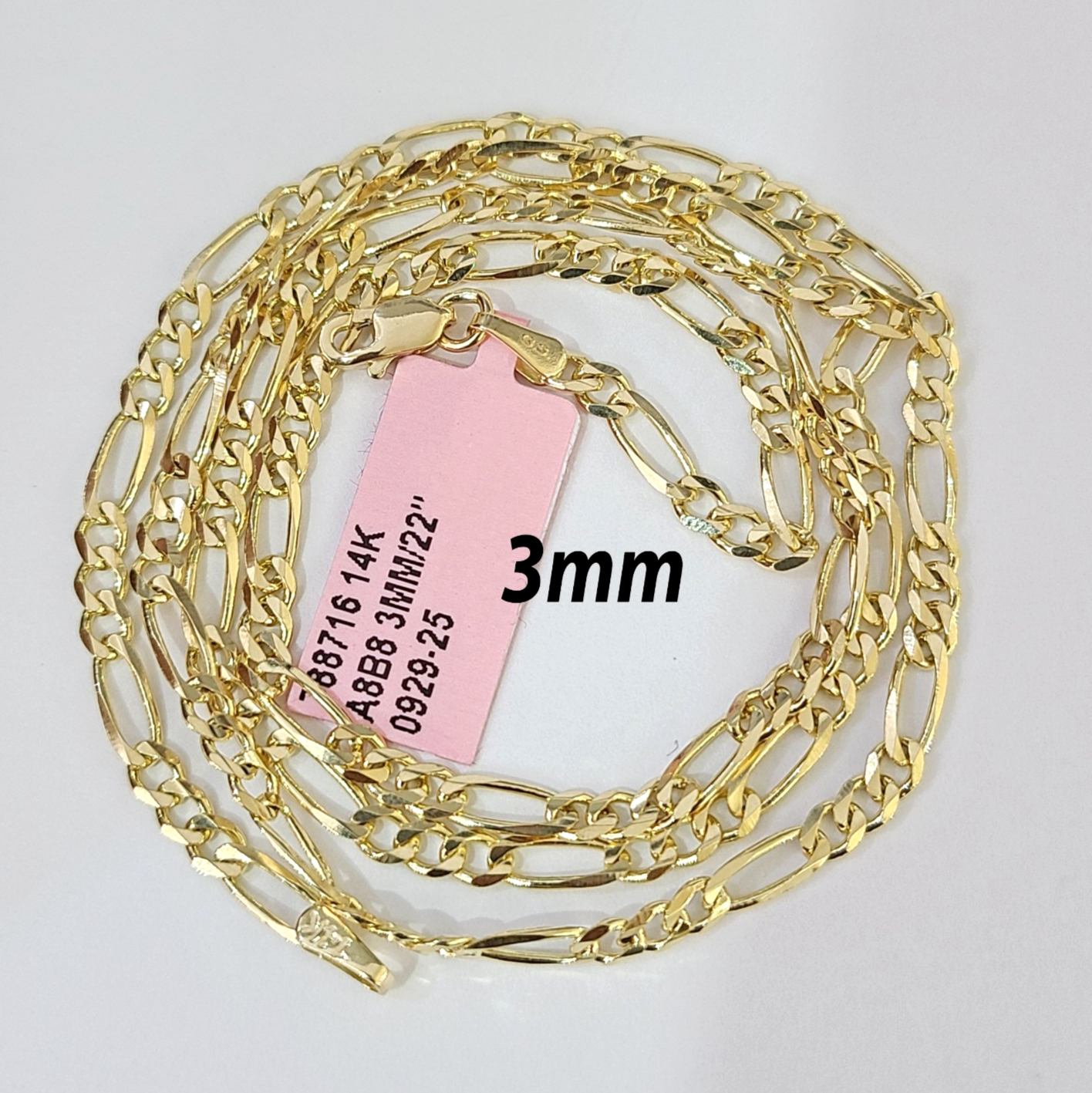Real 14k Solid Gold Chain Figaro Link Necklace 3mm 4mm 5mm Men Women 14kt