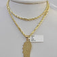 10k Milano Rope Chain Wings Charm Necklace SET 3mm 18" 20" 22" 24"