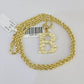 10k Gold Initial B Charm Rope Chain 16"-26" 2.5mm SET Necklace Alphabet Pendant