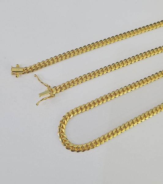 18k Solid Miami Cuban Necklace Chain Yellow Gold 4mm 20" Inch Genuine Real