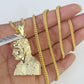 10K Franco Chain Jesus Head Pendant Charm Necklace 20"-26" 2.5mm Yellow Gold