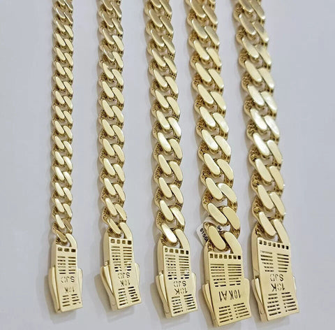 Real 10k Gold Link Chain Necklace Royal Cuban Monaco 7mm 8mm 9mm 11mm 13mm 15mm