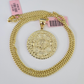 14k Miami Cuban Chain Mayan Calendar Charm Pendant 3mm 18"24" inch SET Necklace