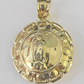 Real 10K Jesus Virgin Mary Pendent Charm Two Sided yellow Gold 1" Guadalupe