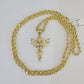 10k 3mm Rope Chain Praying Angel Pendant 18"-30" Yellow Gold Set Charm Necklace