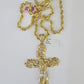 Real 14k Solid Rope Chain Jesus Cross Charm Set 6mm 18"-30" Necklace Gold