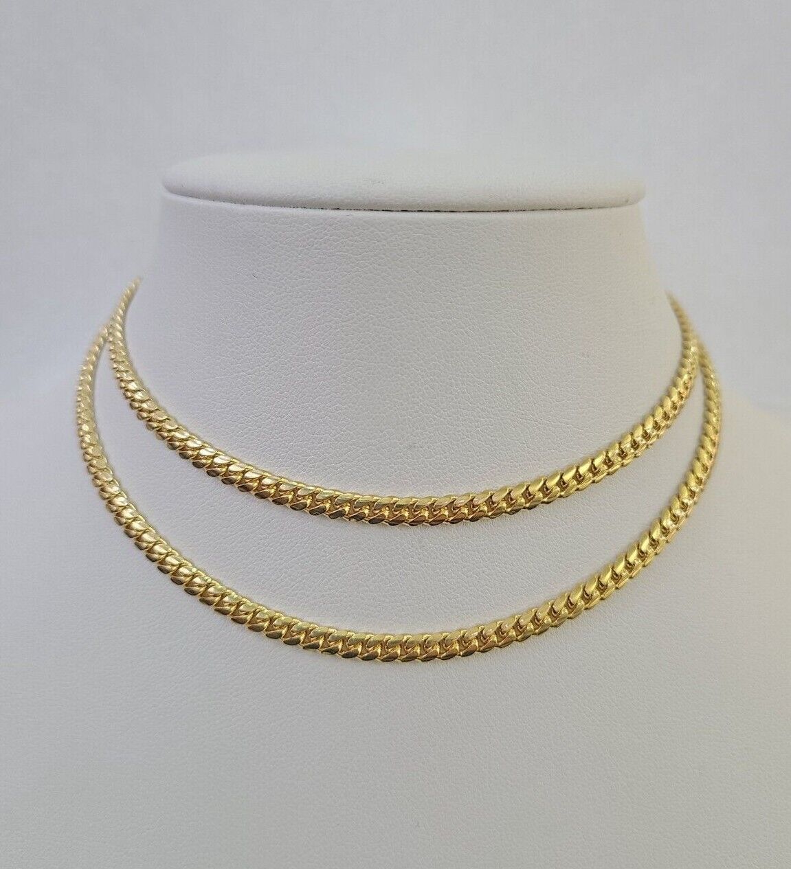 18k Solid Miami Cuban Necklace Chain Yellow Gold 4mm 18" 20" 22" 24" Inch Real